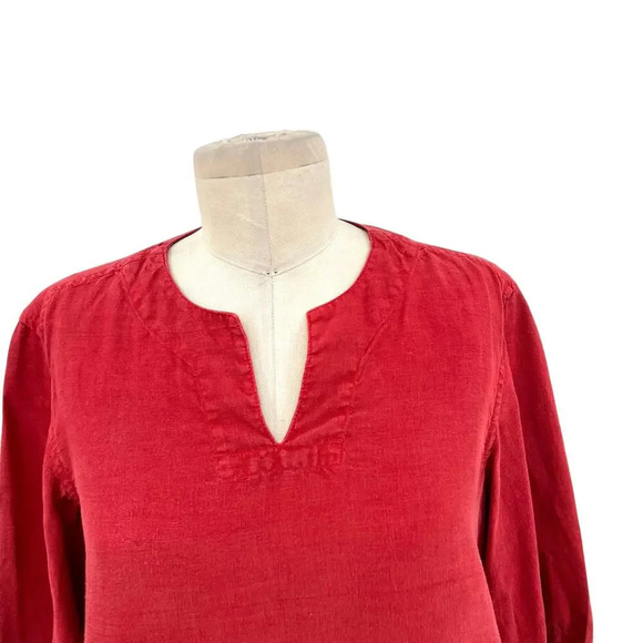 TOAST Shirt Red Natural Linen V-Neck Half Sleeve Top Size XS - Picture 3 of 10
